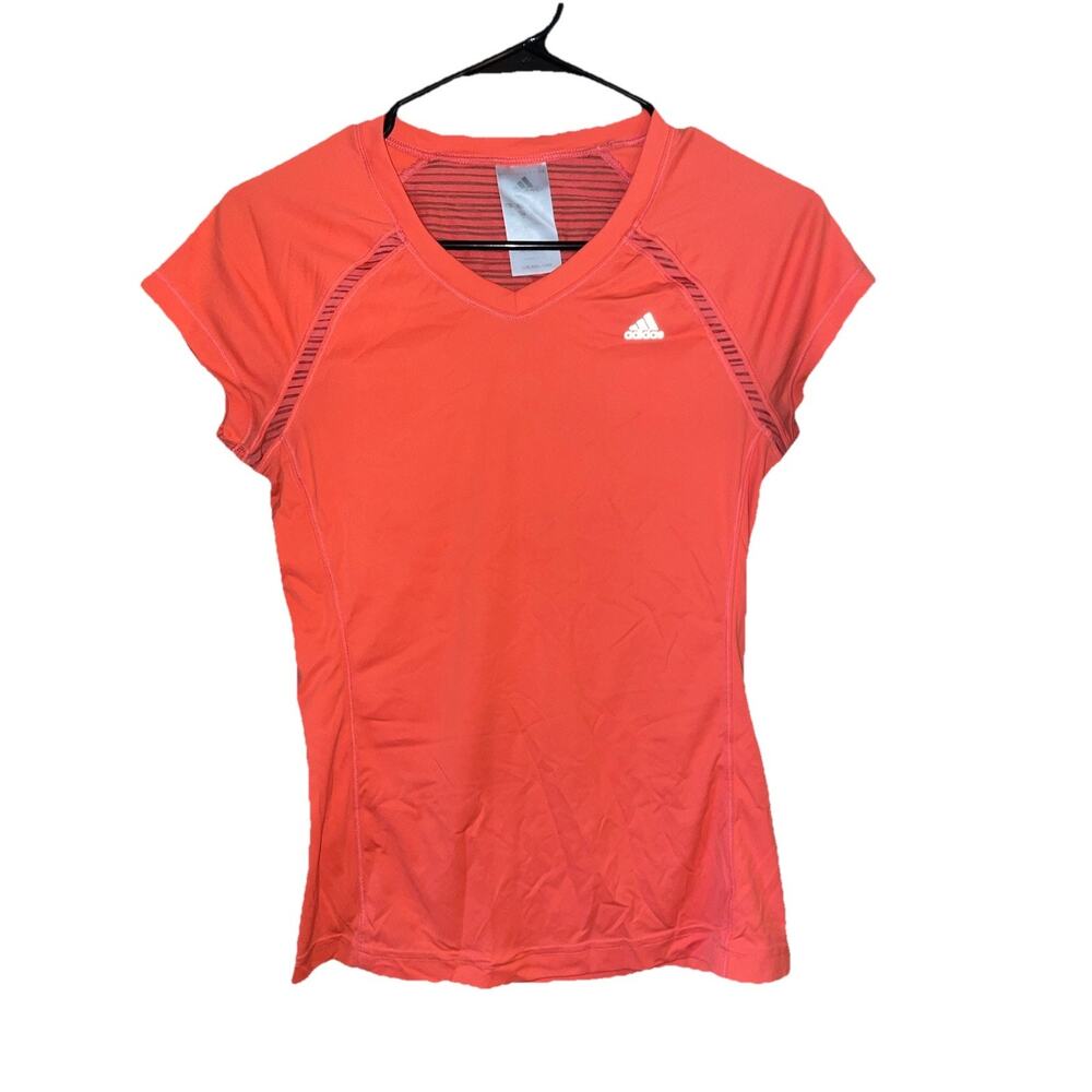 Adidas Women’s ClimaLite Dri Fit Spandex Orange Work Out Top Sz Small